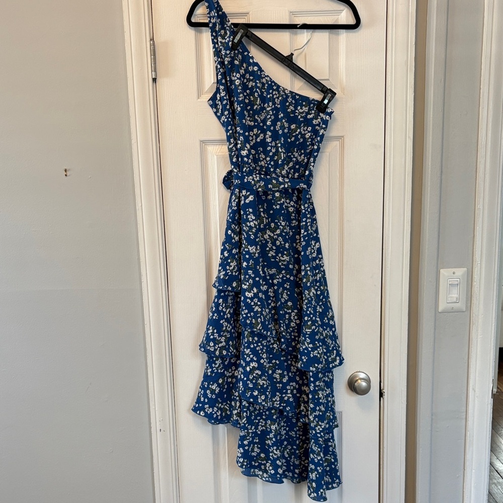 PrettyGarden Blue Floral One-Shoulder Ruffle Dress | XL - Picture 4 of 4